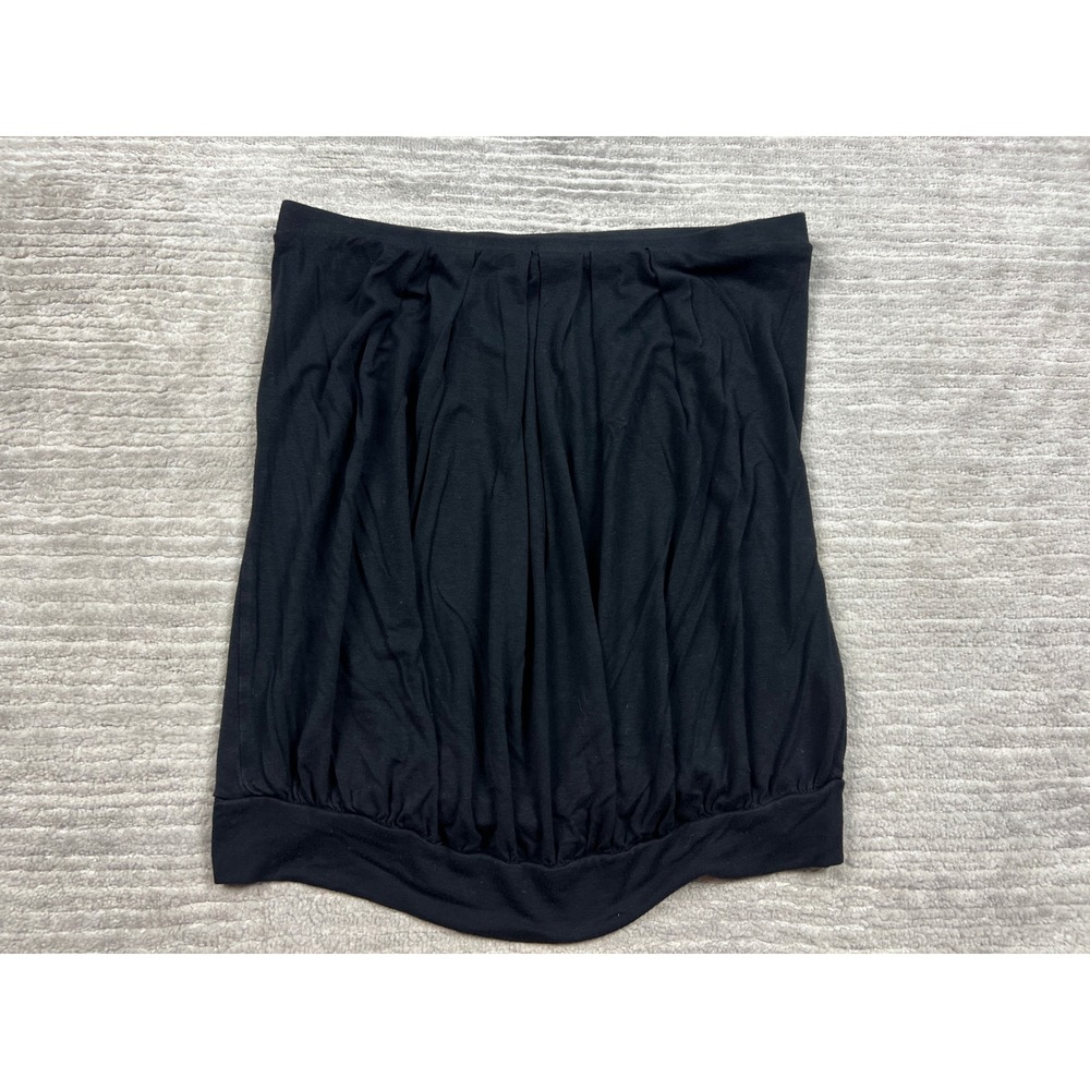 DJT Tube Top Women Small Black Strapless Pleated Front Elastic Hem Jersey Top